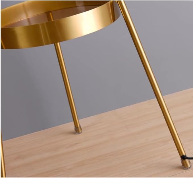 Wnota Tripod Floor Lamp with Glass Lampshade – Modern LED Standing Lamp with Shelf | Gold & Black | Budget Lighting