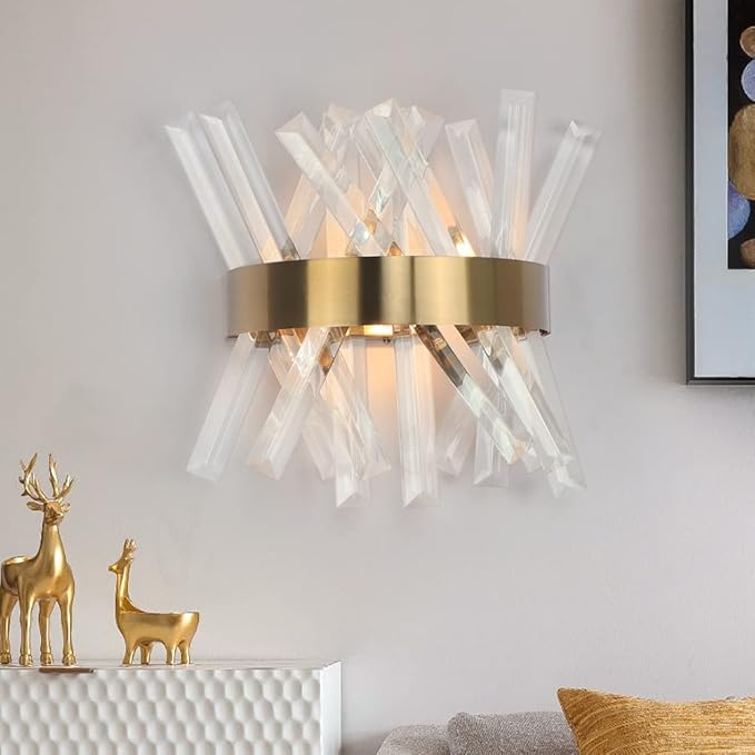 FR Crystal Wall Light Fixture – Gold Finish G9 LED | 3000K/6000K Switchable | Budget Lighting