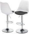 MoNiBloom Modern White Bar Stools – Adjustable, Swivel High-Back Design with Black PU Cushion (Set of 2) | Budget Lighting