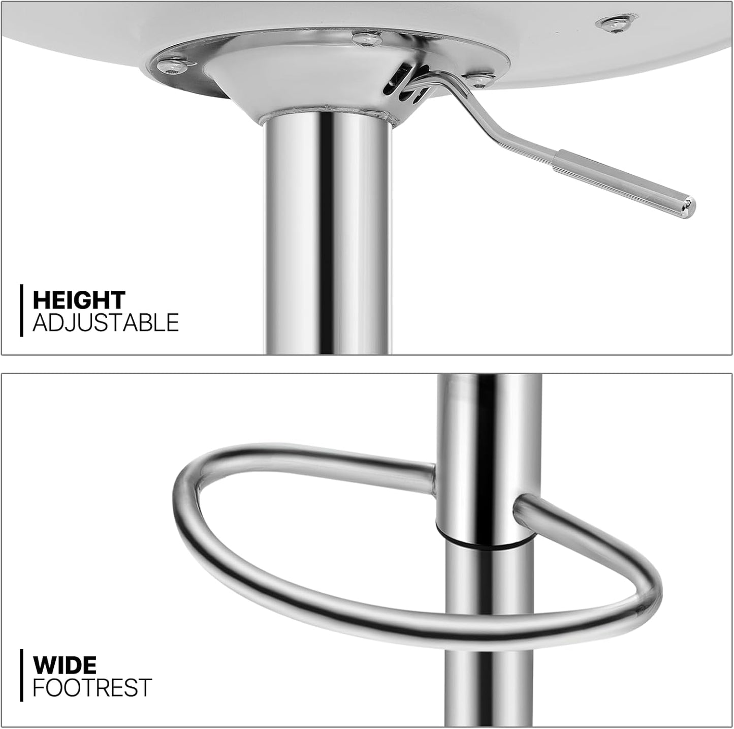 MoNiBloom Modern White Bar Stools – Adjustable, Swivel High-Back Design with Black PU Cushion (Set of 2) | Budget Lighting