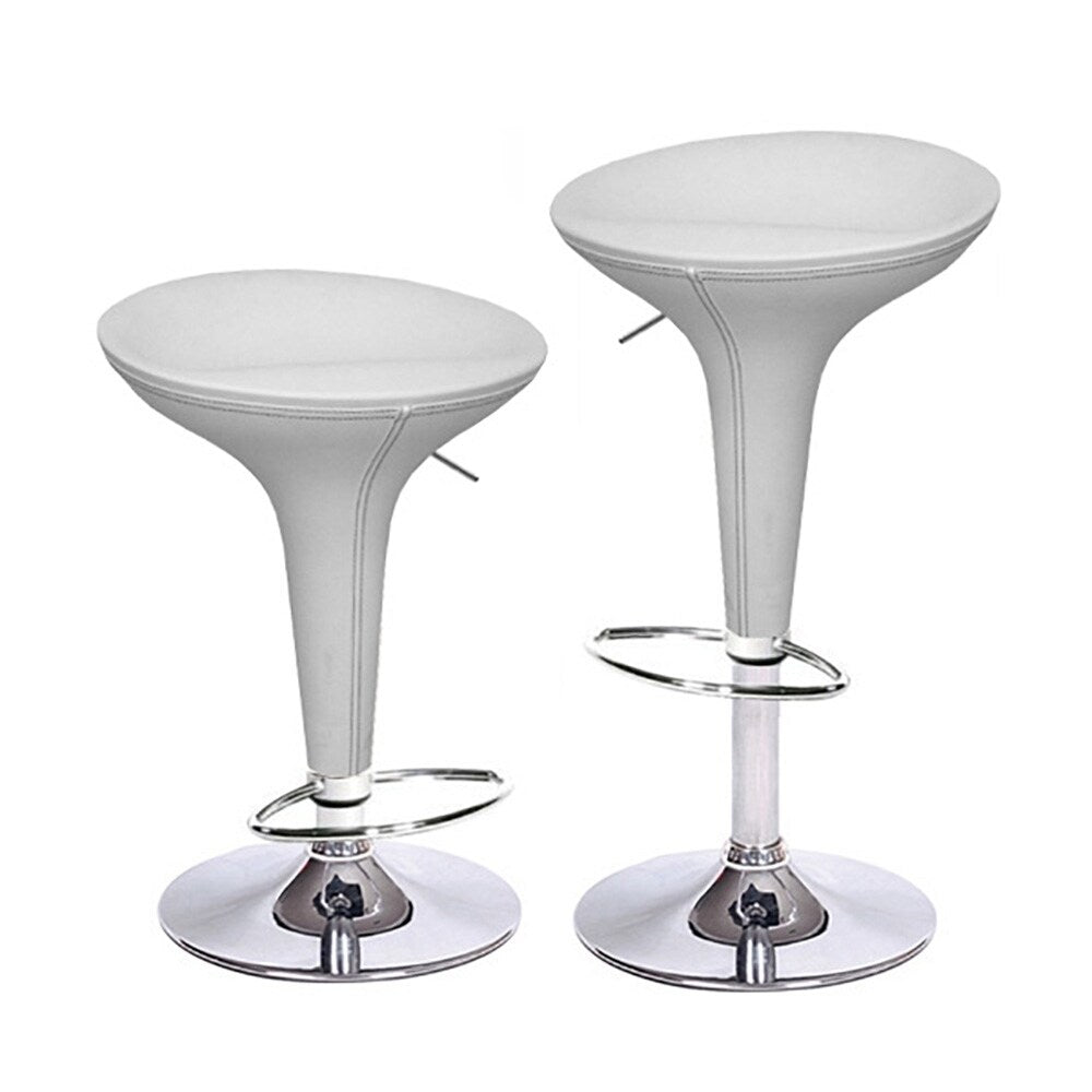 Alpha Faux Leather Adjustable Barstools – Baseball Stitch, Chrome Base (Set of 4) | Budget Lighting