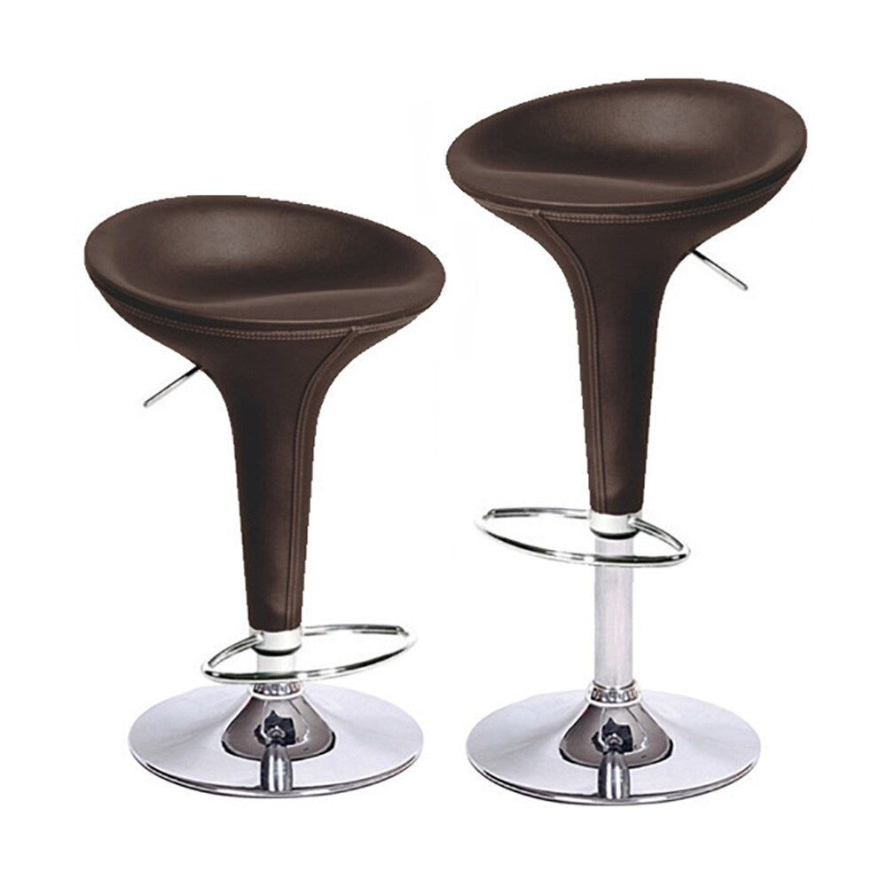 Alpha Faux Leather Adjustable Barstools – Baseball Stitch, Chrome Base (Set of 4) | Budget Lighting