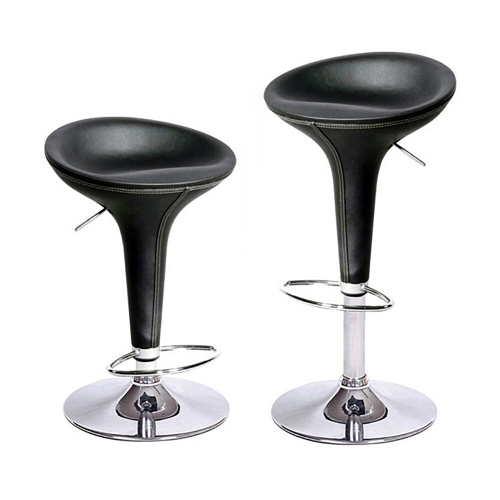 Alpha Faux Leather Adjustable Barstools – Baseball Stitch, Chrome Base (Set of 4) | Budget Lighting