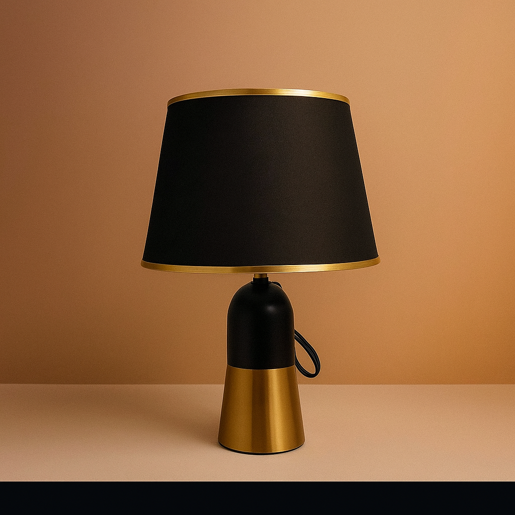 Modern Black Shade Desktop Lamp – Ceramic Base | 19″ Height | Budget Lighting