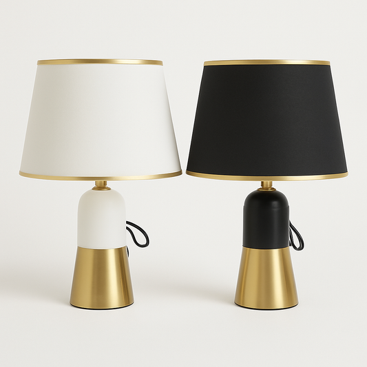 Modern Black Shade Desktop Lamp – Ceramic Base | 19″ Height | Budget Lighting