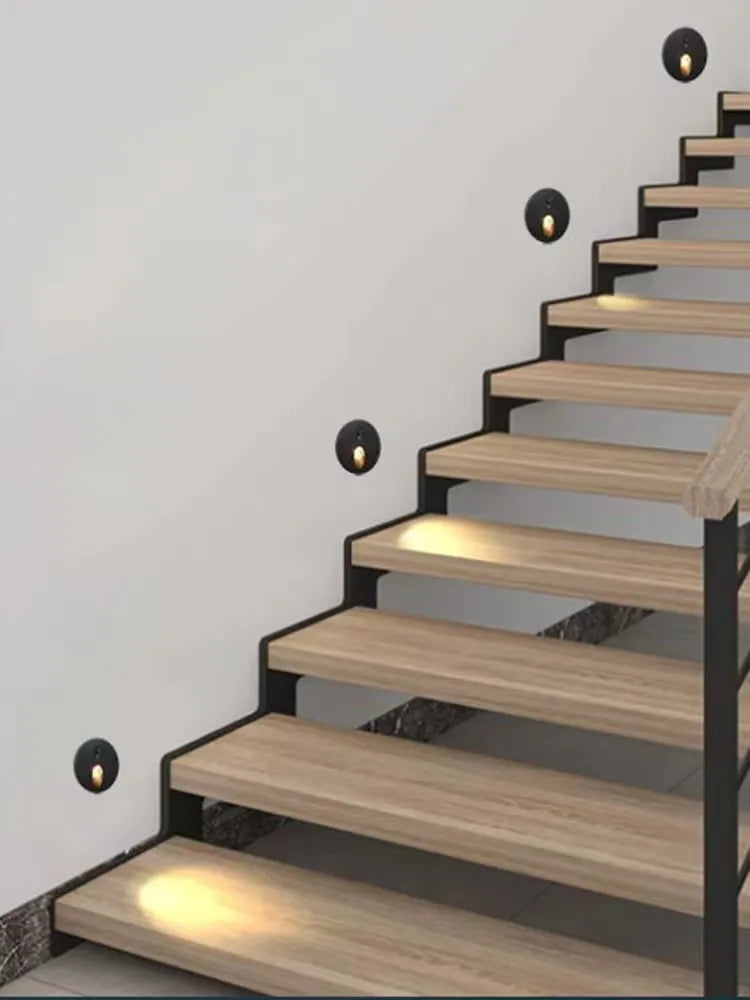 Embedded Round LED Foot Lamp – Motion Sensor Aluminum Step Light | 3000K/4000K/6000K | Budget Lighting