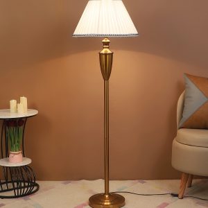 LEARC Gold Bronze Finish Floor Lamp with Cream Shade – E27 | Budget Lighting