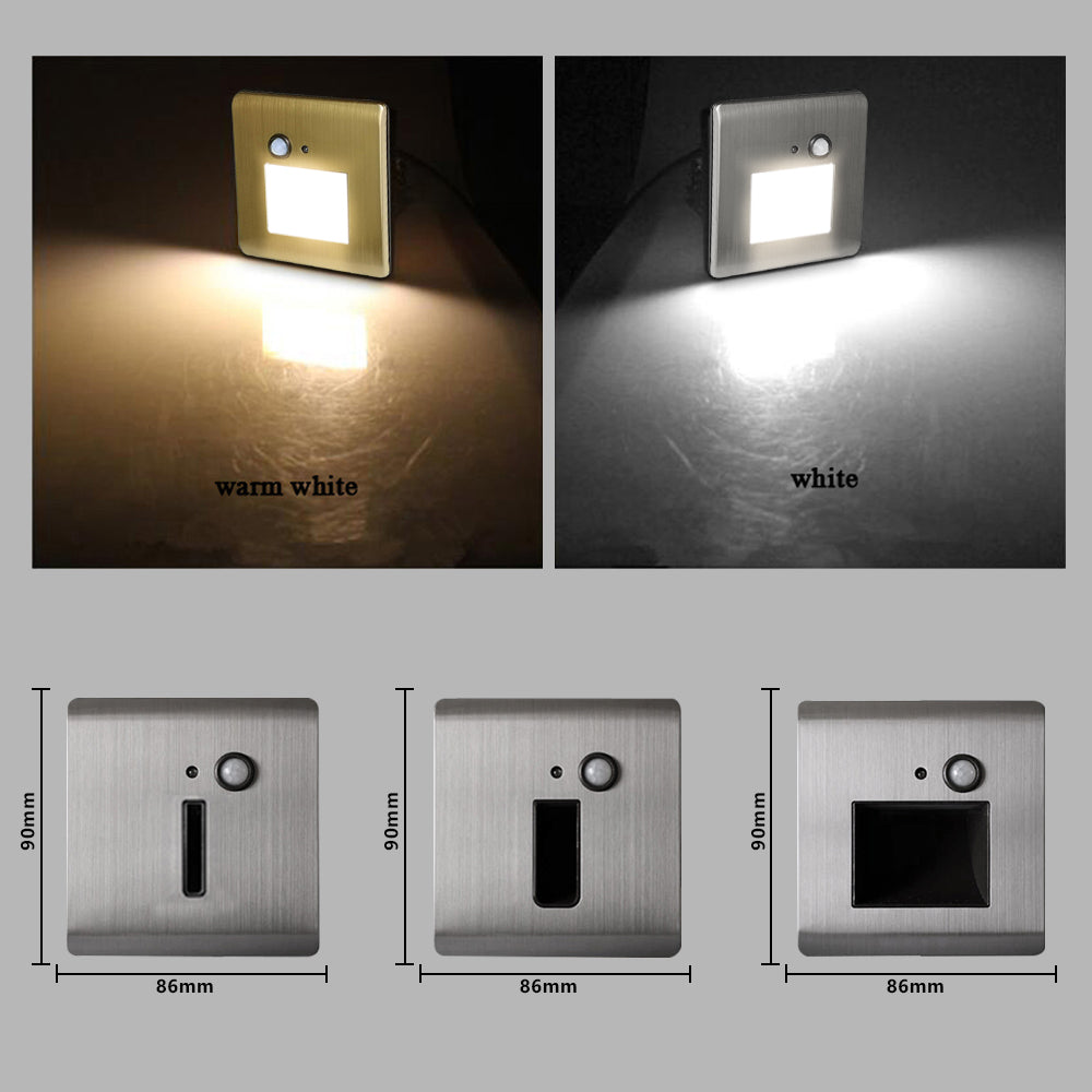 SANDIY Motion Sensor Stair Light – LED Recessed Wall Lamp | Smart PIR & Light Control | 86x86mm | Budget Lighting
