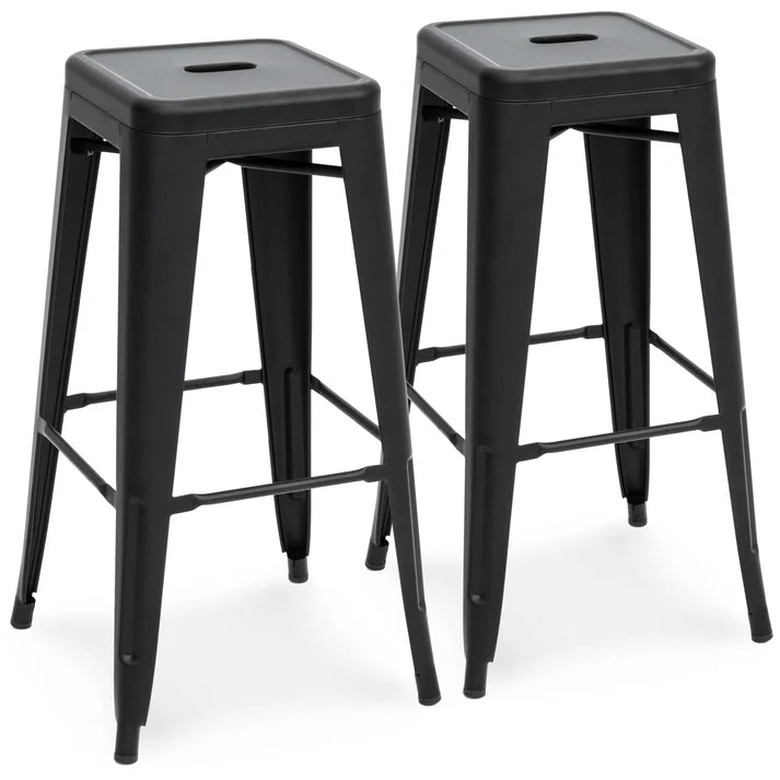 30" Industrial Metal Bar Stools – Backless, Stackable Design (Set of 2) | Budget Lighting