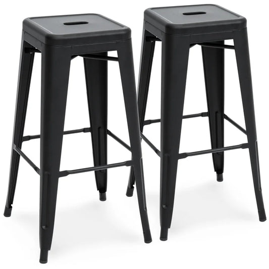 30" Industrial Metal Bar Stools – Backless, Stackable Design (Set of 2) | Budget Lighting