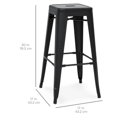 30" Industrial Metal Bar Stools – Backless, Stackable Design (Set of 2) | Budget Lighting