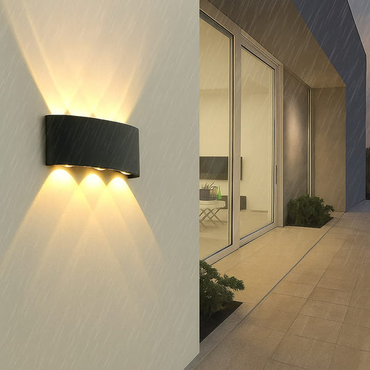 Modern 3 Up & 3 Down Outdoor Wall Light