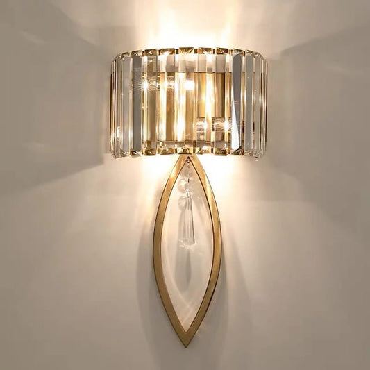 LED Wall Sconce – Gold Crystal Double Bulbs, Warm LED | E12/E14 | Budget Lighting
