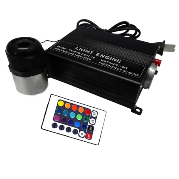16W LED Fiber Optic Light Engine – RGB Remote-Controlled PMMA Dimmer | Wireless AC100–256V Input | Budget Lighting