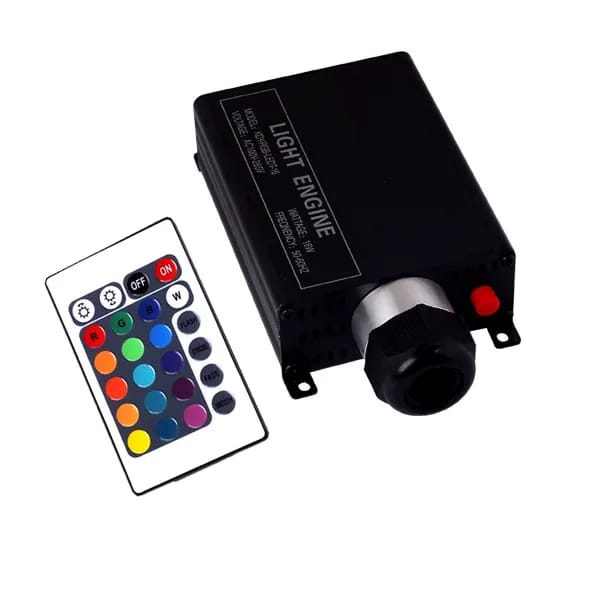 16W LED Fiber Optic Light Engine – RGB Remote-Controlled PMMA Dimmer | Wireless AC100–256V Input | Budget Lighting