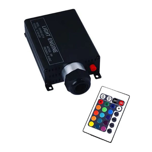 16W LED Fiber Optic Light Engine – RGB Remote-Controlled PMMA Dimmer | Wireless AC100–256V Input | Budget Lighting