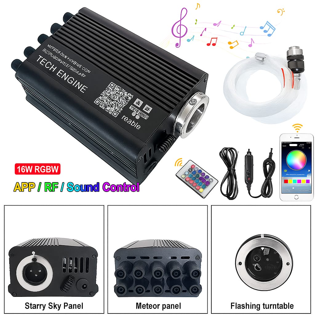 750PC Fiber Optic Car & Home Headliner Star Light Kit – RGBW LED Roof Ceiling Light with Remote | Budget Lighting