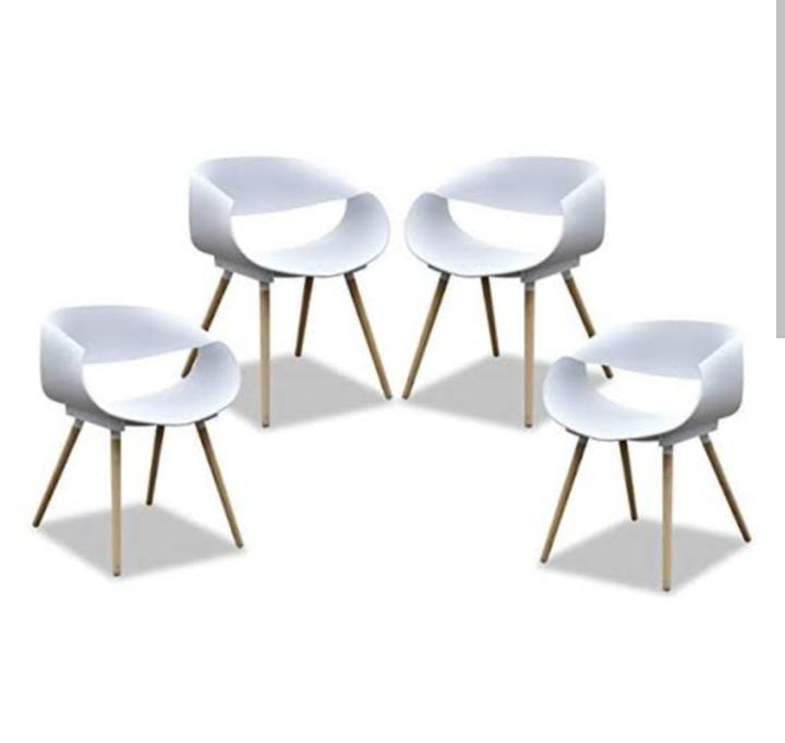 Set of 4 Modern White Arm & Side Dining Chairs – Streamline Aesthetic Design | XGATML Collection at Budget Lighting