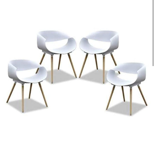 Set of 4 Modern White Arm & Side Dining Chairs – Streamline Aesthetic Design | XGATML Collection at Budget Lighting