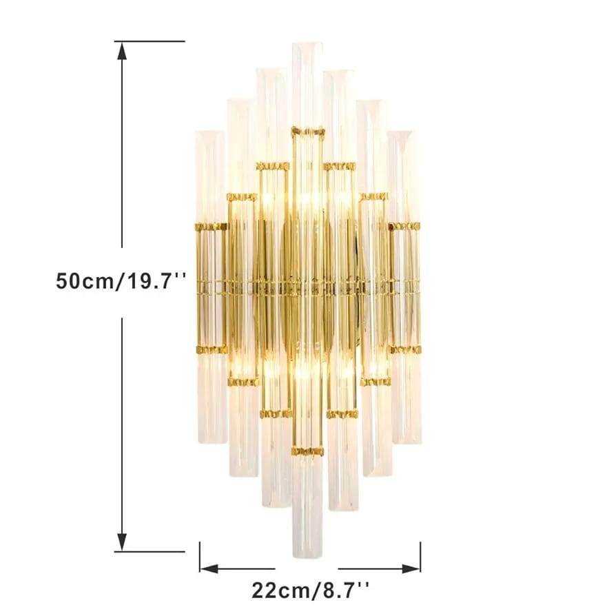 Lighting Crystal Wall Light – Gold Art Deco Wall Sconce with Clear Crystal Rods | E12 Base | Budget Lighting