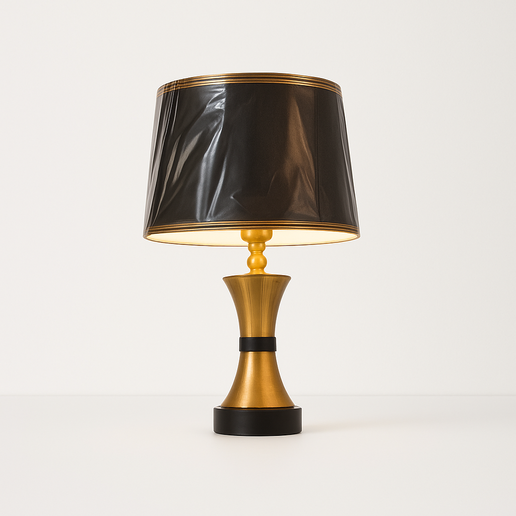 Black & Gold Curve Cylinder Table Lamp – Pair | 20″ Modern Accent Lighting | Budget Lighting