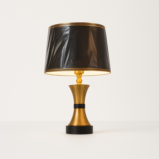 Black & Gold Curve Cylinder Table Lamp – Pair | 20″ Modern Accent Lighting | Budget Lighting