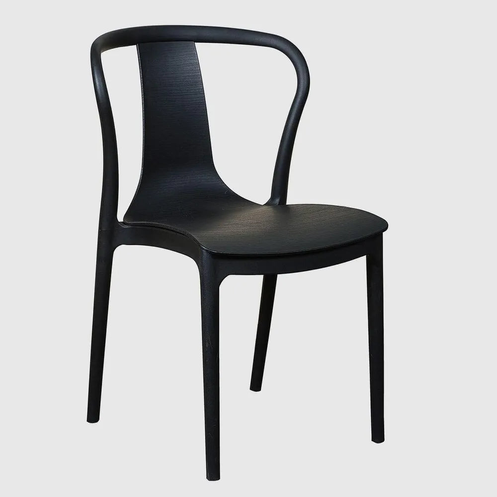 Conrad All-Weather Black Dining Chair – UV-Treated Stackable Outdoor Seating | Budget Lighting