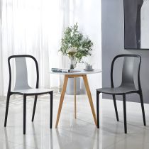 Modern Brown Stackable Plastic Dining Chairs – Low Back Armless 2-Piece Set | Budget Lighting