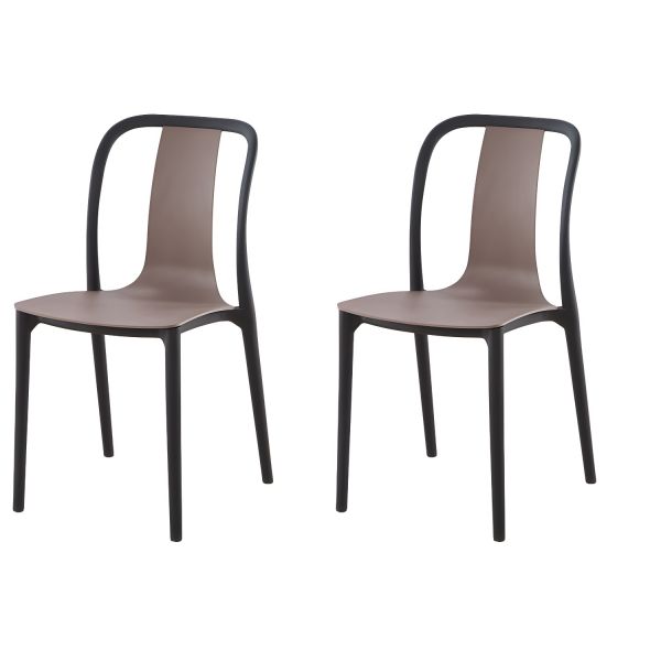 Modern Brown Stackable Plastic Dining Chairs – Low Back Armless 2-Piec ...