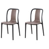 Modern Brown Stackable Plastic Dining Chairs – Low Back Armless 2-Piece Set | Budget Lighting