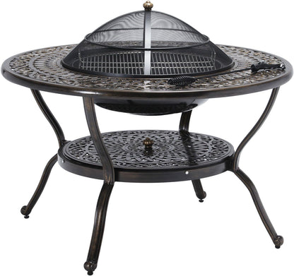 Island Gale Outdoor Cast Aluminum BBQ Dining Set – 4 Chairs + Ice Bucket Table, Antique Bronze | Budget Lighting