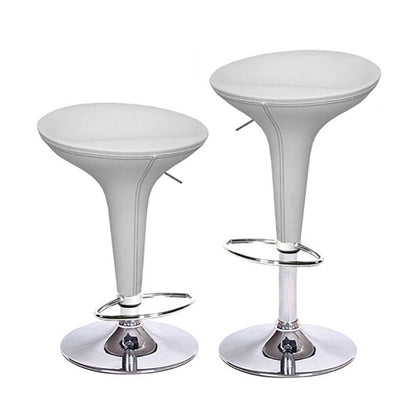 Alpha Faux Leather Adjustable Barstools – Baseball Stitch, Chrome Base (Set of 4) | Budget Lighting
