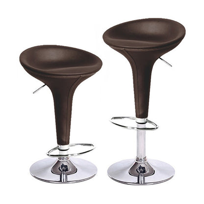 Alpha Faux Leather Adjustable Barstools – Baseball Stitch, Chrome Base (Set of 4) | Budget Lighting