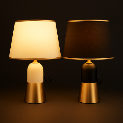 Modern Black Shade Desktop Lamp – Ceramic Base | 19″ Height | Budget Lighting