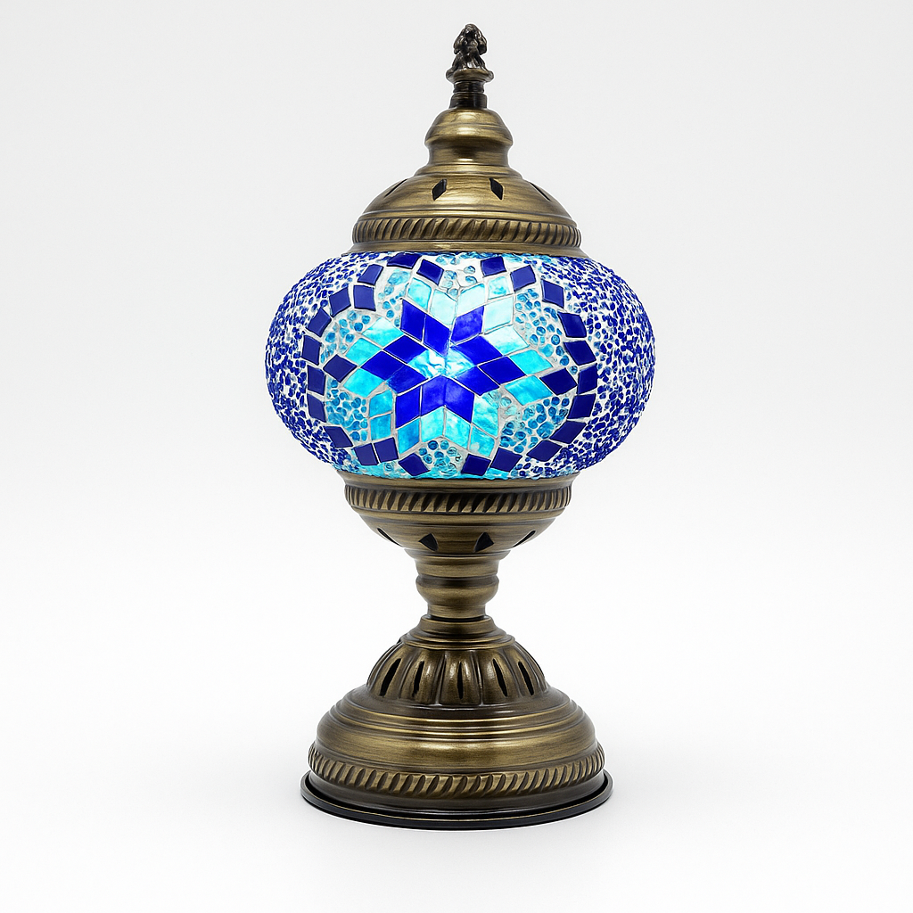Handmade Tiffany Mosaic Glass Table Lamp – Bronze Swan Neck Base | E26 LED Bedside Light | Budget Lighting