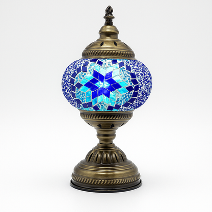 Handmade Tiffany Mosaic Glass Table Lamp – Bronze Swan Neck Base | E26 LED Bedside Light | Budget Lighting