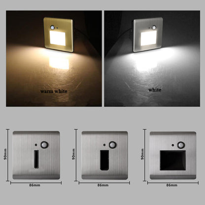 SANDIY Motion Sensor Stair Light – LED Recessed Wall Lamp | Smart PIR & Light Control | 86x86mm | Budget Lighting