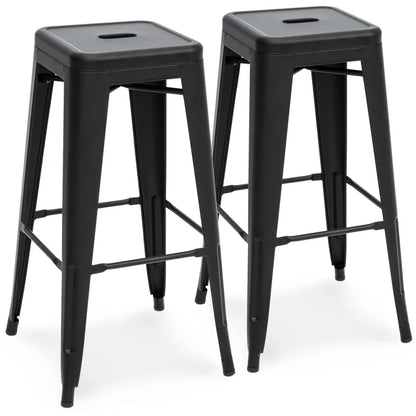 30" Industrial Metal Bar Stools – Backless, Stackable Design (Set of 2) | Budget Lighting