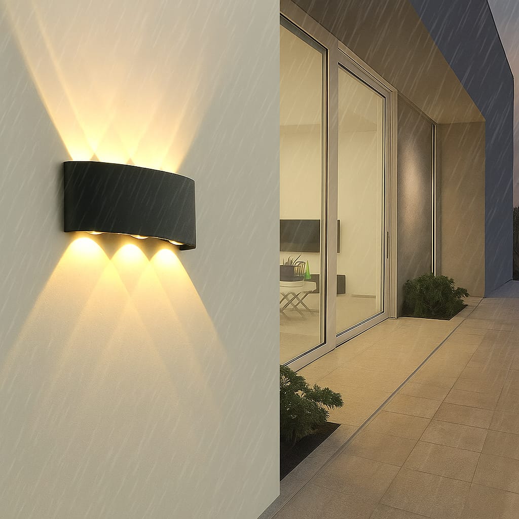 Modern 3 Up & 3 Down Outdoor Wall Light