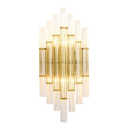 Lighting Crystal Wall Light – Gold Art Deco Wall Sconce with Clear Crystal Rods | E12 Base | Budget Lighting