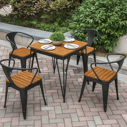 Tolix Outdoor Café Set – 4 Seater with Hairpin Leg Table & Powder Coated Chairs | Budget Lighting