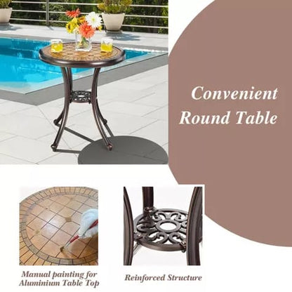 Costway 3PCS Cast Aluminum Patio Bistro Set – Weatherproof Round Table & Chairs | Outdoor Garden Furniture | Budget Lighting