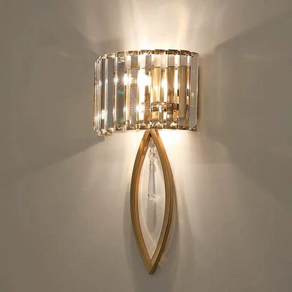 LED Wall Sconce – Gold Crystal Double Bulbs, Warm LED | E12/E14 | Budget Lighting