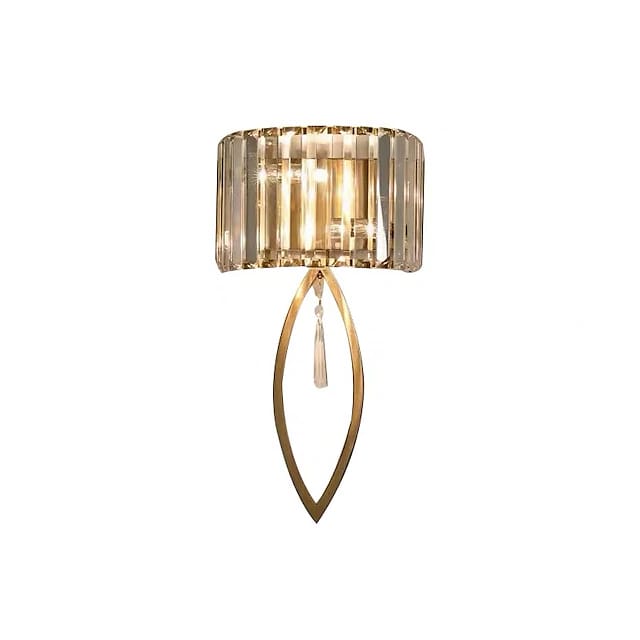 LED Wall Sconce – Gold Crystal Double Bulbs, Warm LED | E12/E14 | Budget Lighting