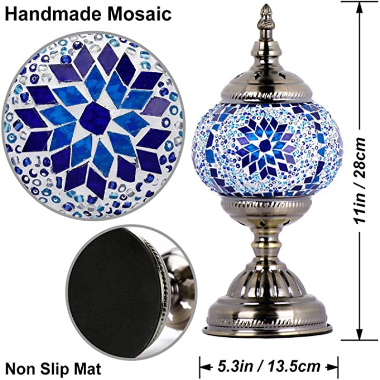 Handmade Tiffany Mosaic Glass Table Lamp – Bronze Swan Neck Base | E26 LED Bedside Light | Budget Lighting
